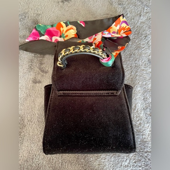 Velvet purse with scarf in black, small, NWT - Picture 3 of 4